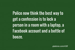... person in a room with a laptop, a Facebook account and a bottle of