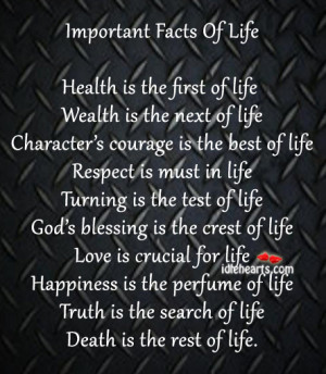 important facts of life health is the first of life wealth is the next ...