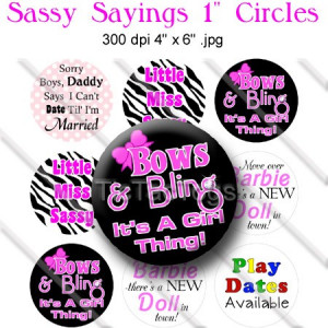 Sassy Sayings Bottle Cap Images Digital Collage Sheet 1 Inch Zebra Bow