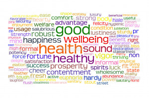 Good health and wellbeing tag cloud - Stock Image
