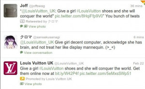 great feminist twitter response to sexist tweet from Louis Vuitton UK