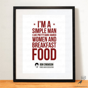 Funny Quote Poster, Parks and Rec Quote, Ron Swanson Breakfast foods ...