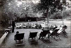 Children take lessons outdoors at Bostall Woods in Plumstead, south ...