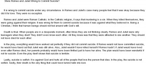 essay on Suicide in Romeo and Juliet