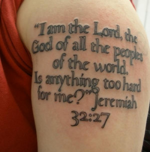 bold note to the world, a popular bible verse tattoo