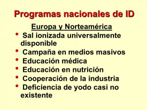 Programas nacionales de ID Europa y Norteamérica Sal ionizada ...