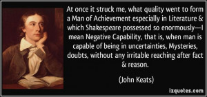 ... fact & reason. (John Keats) #quotes #quote #quotations #JohnKeats