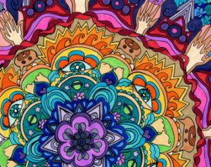 Trippy Buddha Wallpaper Print (psychedelic rainbow