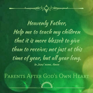 Here's a quote from Parents Raising Godly Children: