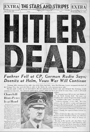 ... in the U.S. Army newspaper Stars and Stripes announcingHitler's death
