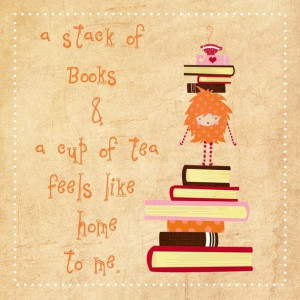 , books, cup of tea, drawing, etsy, illustrations, print, quote, tea ...