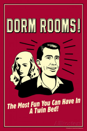 Dorm Rooms Most Fun In Twin Bed Funny Retro Plastic Sign Wall sign