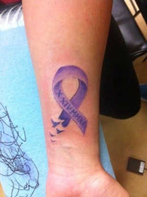 Pancreatic Cancer Ribbon Tattoo On Wrist