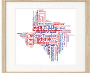 TEXAS SAYINGS PRINT- Funny Art Texas Slang Phrases. Unique Unusual ...