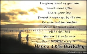 birthday to you 18th birthday message card 18th birthday quotes happy ...