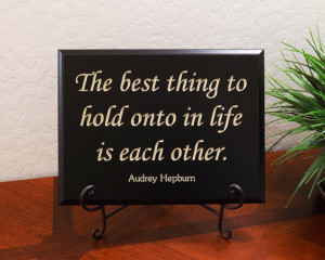 Decorative Carved Wood Sign with famous quote by Audrey Hepburn, 