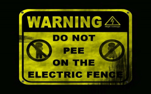 ... warning jokes electric wizard pee yellow sign electric shock Wallpaper
