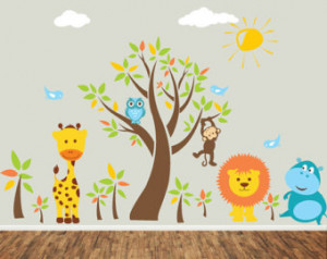 Tree Lion Giraffe Elephant