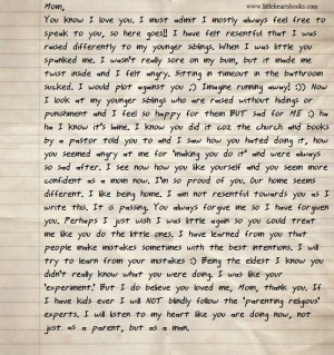 Letter from a Teenage Son Who Was Spanked as a Small Child