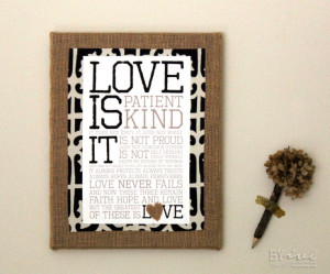 Corinthians 13: LOVE, Inspirational Quote, Art Print Canvas on Fabric ...