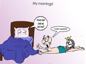 Funny photos funny bed alarm clock fight