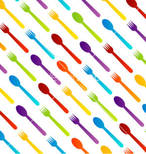 Background with colorful spoons and forks vector