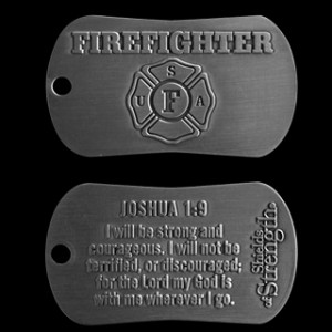 firefighter dog tag chain necklace antique finish