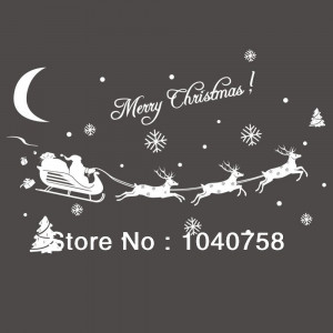 White-Merry-Christmas-Snow-Santa-Claus-Reindeer-Rudolph-Vinyl-Quote ...
