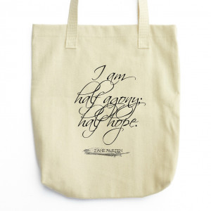 Jane Austen Tote Bag - Book Bag - Jane Austen Quote