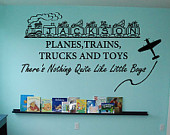 Planes, Trains, Trucks and Toys LIttle Boys Quote Wall Art Decal Vinyl ...