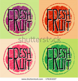 Fresh fruit grapefruit, lemon, orange - quotes vector illustration set ...