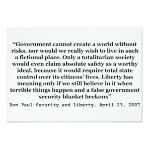 False Government Security Blanket Quote Ron Paul 3.5x5 Paper ...