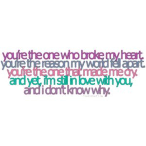 ... thinking about you is - I'm not over you. Or are you that clueless