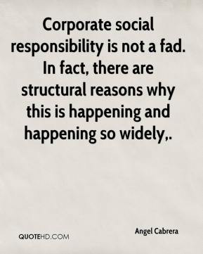 Angel Cabrera - Corporate social responsibility is not a fad. In fact ...