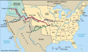 Westward Expansion Trails Map of the West