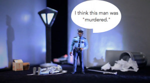 The writer might be using quotation marks to make the word murdered ...