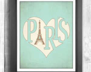 Paris Poster, Typographic print, Vintage poster, Eiffel Tower print ...