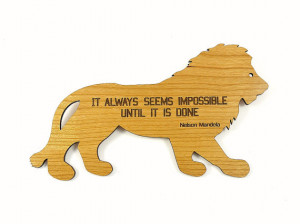Nelson Mandela Inspirational Quote Laser Cut Cherry Wood Lion Wall ...