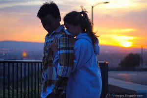 Couple, back, hug, sad, cute, sunset, romantic