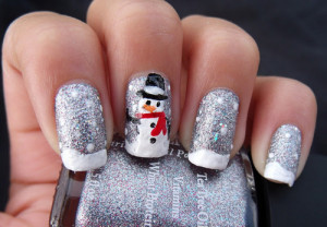christmas, cute, frosty, nail art, nail polish, snowman