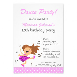 Pink Girls Dance birthday party invitations
