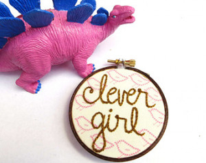 ... Embroidery Hoop Art - Hand Embroidered Dinosaur Movie Quote Home Decor