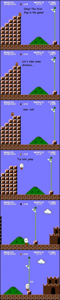 funny Mario jumping flag points