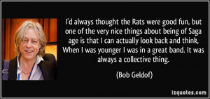 the Rats were good fun, but one of the very nice things about being ...