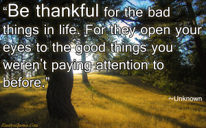 for the bad things in life. For they open your eyes to the good ...
