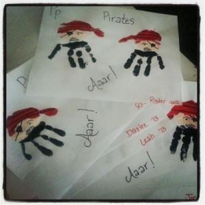 Baby Hand Print Pirates from Kandy Jonker Way cool idea!!!