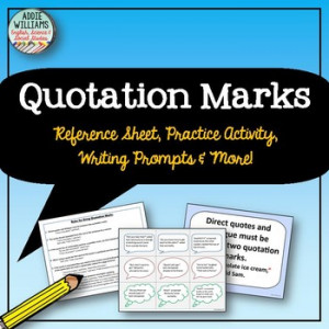 Quotation Marks - Review & Practice with Quote Card Writing Prompts