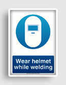 free printable wear helmet while welding sign