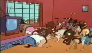There is a banned episode of Cow and Chicken that features a gang of ...