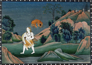 Shiva portant Sati sur son trident, Kangra, Himmachal Pradesh, vers ...